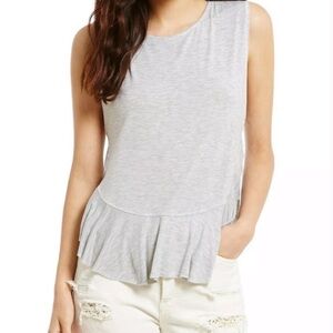 Free People We The Free Uptown Ruffle Tank in Grey Heather Size Small